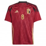 Günstige Fußballtrikots Belgien Tielemans 8 Kinder Heimtrikot EURO 2024 Kurzarm